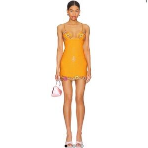 Orange Sequin Mini Dress